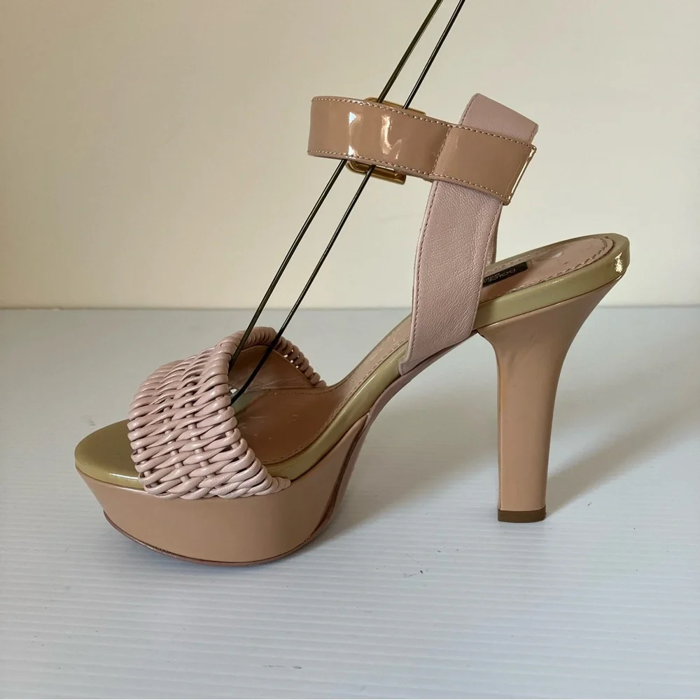 Dolce & Gabbana Pink Nude Woven Platform Sandal Heels size EU 36 US 5.5